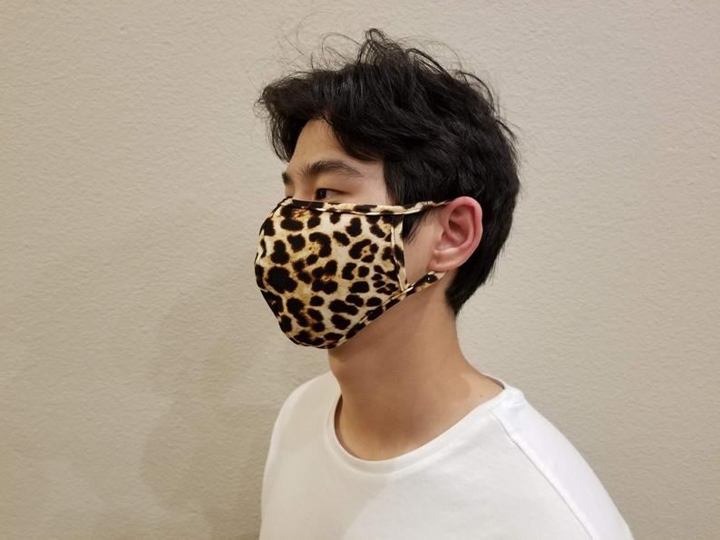 Leopard Print Reusable Washable Stretch Cotton-Lined Face Mask