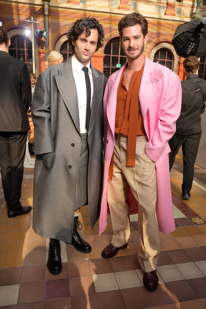 Penn Badgley and Andrew Garfield at the Valentino Show at Paris Fashion Week