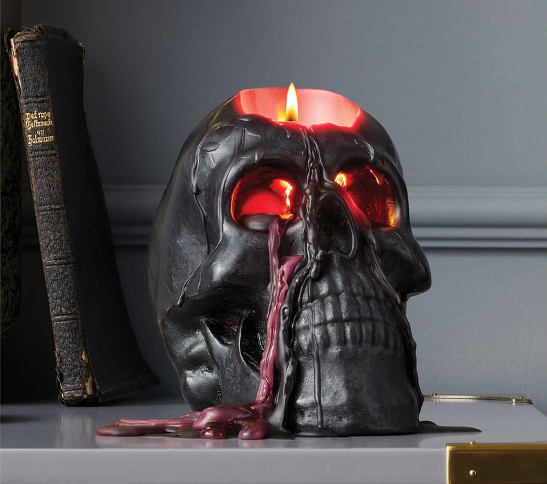 Hyde and Eek! Boutique Halloween Bleeding Black Skull Candle