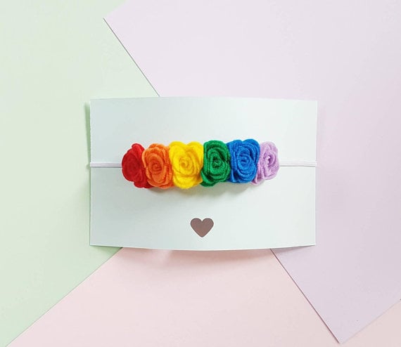 Rainbow Baby Felt Flower Headband