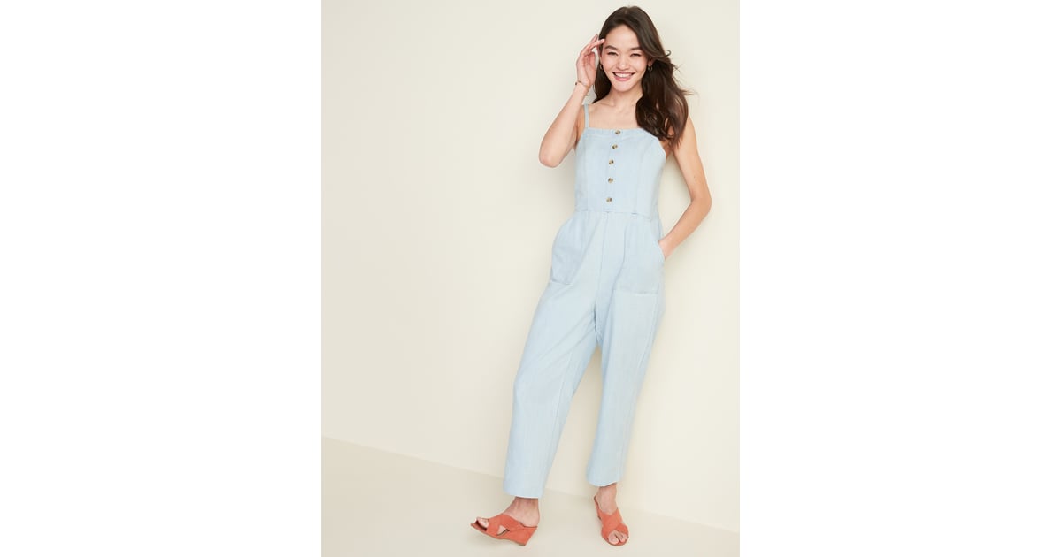 Old Navy Button Front Chambray Cami Jumpsuit Most Comfortable