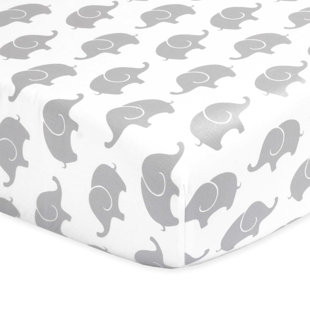 The Peanut Shell Elephant Fitted Crib Sheet in Gray