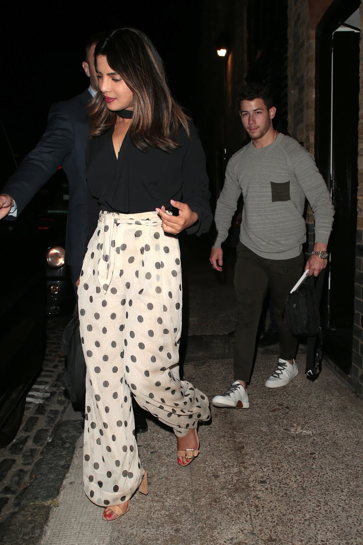 Priyanka Chopra in Polka-Dot Pants With Nick Jonas | POPSUGAR Fashion