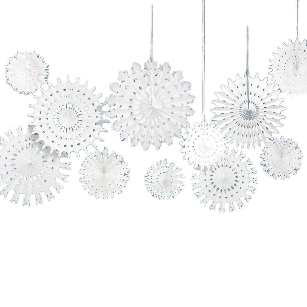 CHRORINE 16-Piece Christmas Winter White Paper Snowflake Decorations