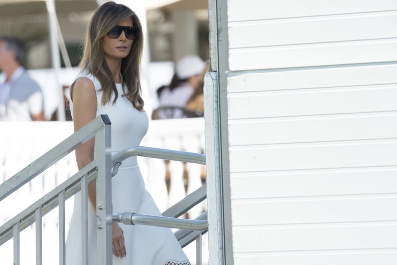 Melania Trump Opted for a White Laser Cut Dress
