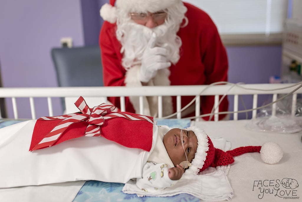 Photos of Preemies Dressed as Presents Meeting Santa Claus