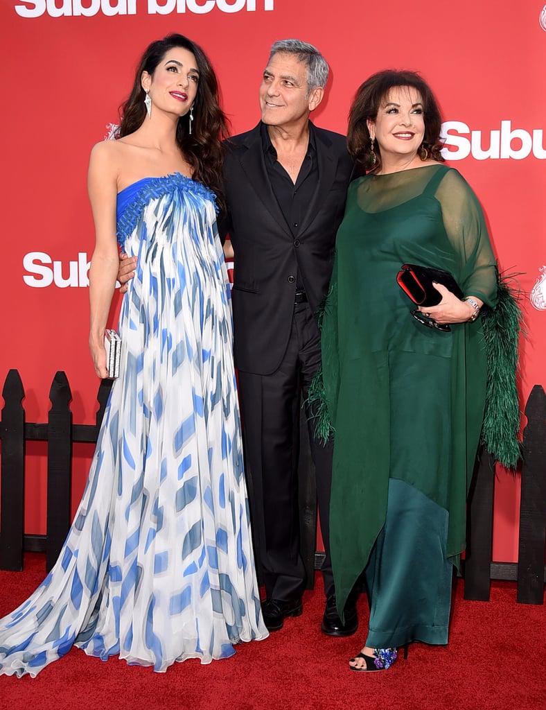 George and Amal Clooney With Amal's Mum on Red Carpet ...
