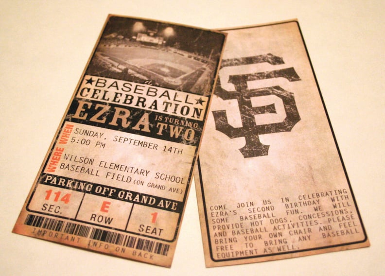 Custom Vintage Baseball Ticket Invitations