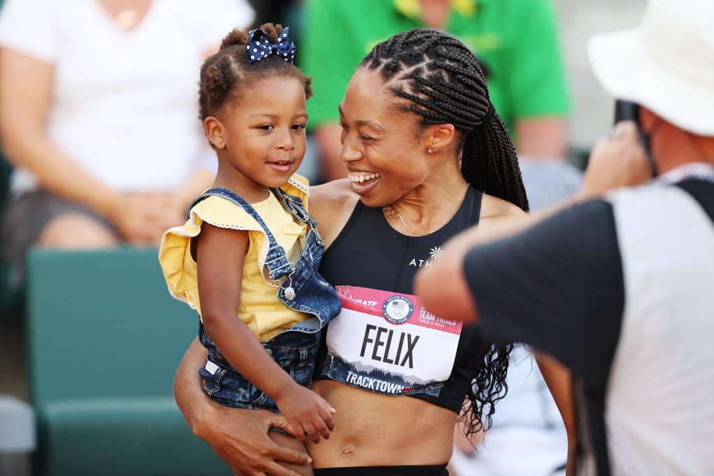 Allyson Felix Celebrates Qualifying For Olympics With Camryn
