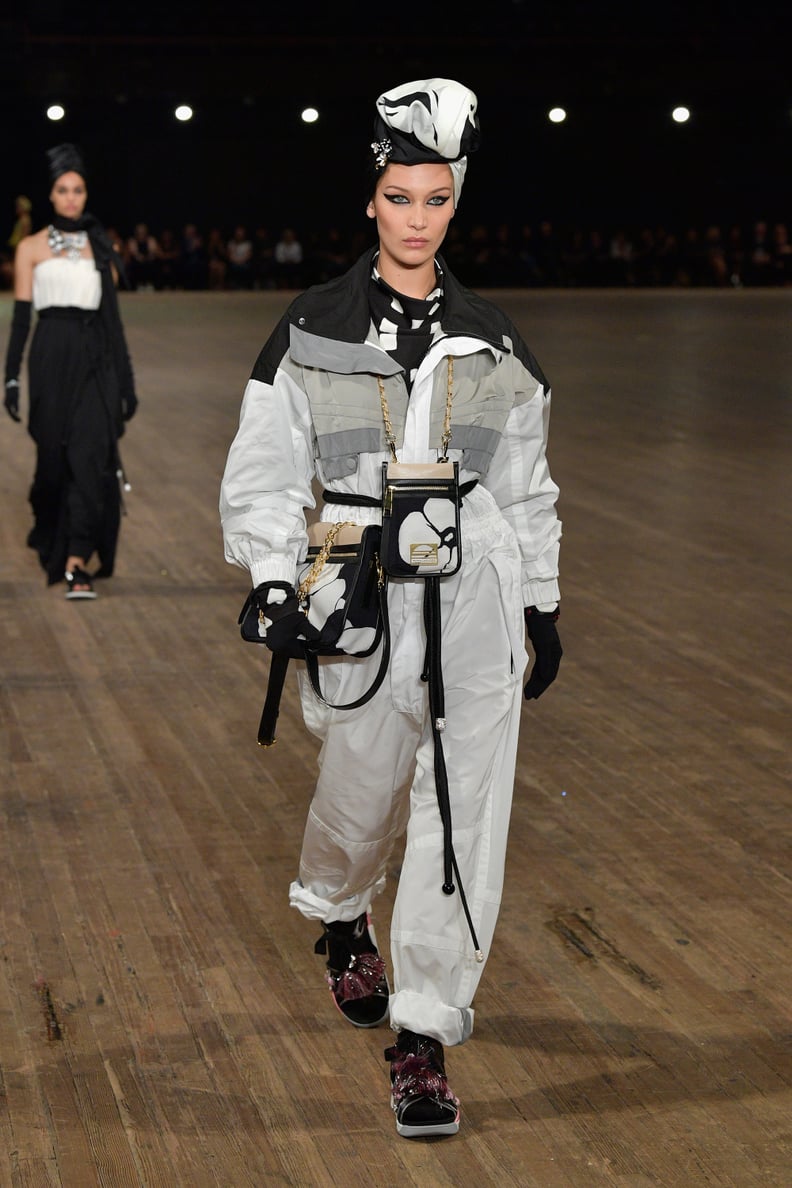 Bella Closed Out New York Fashion Week in a Futuristic Gray Jumpsuit