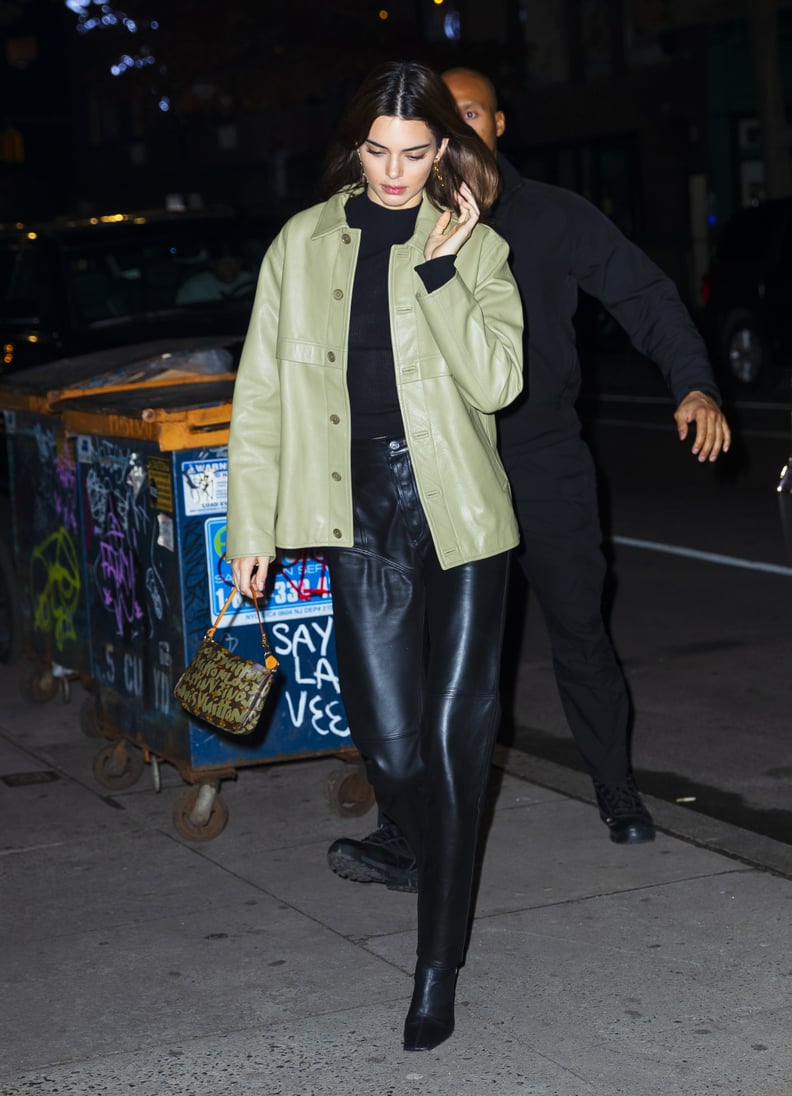 Kendall Jenner Wearing Leather For Dinner in NYC