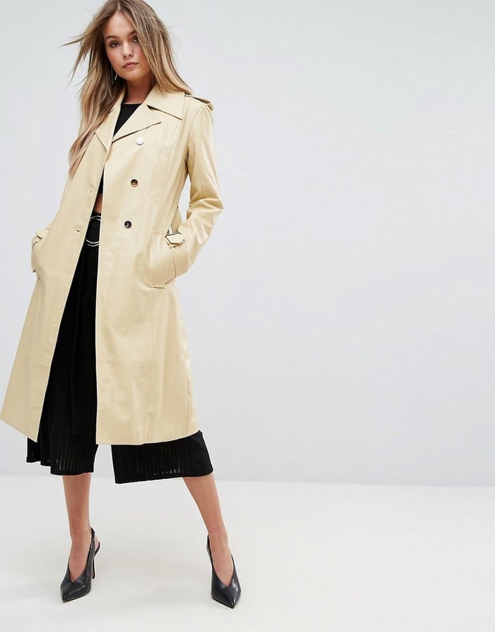 PrettyLittleThing Leather Look Trench