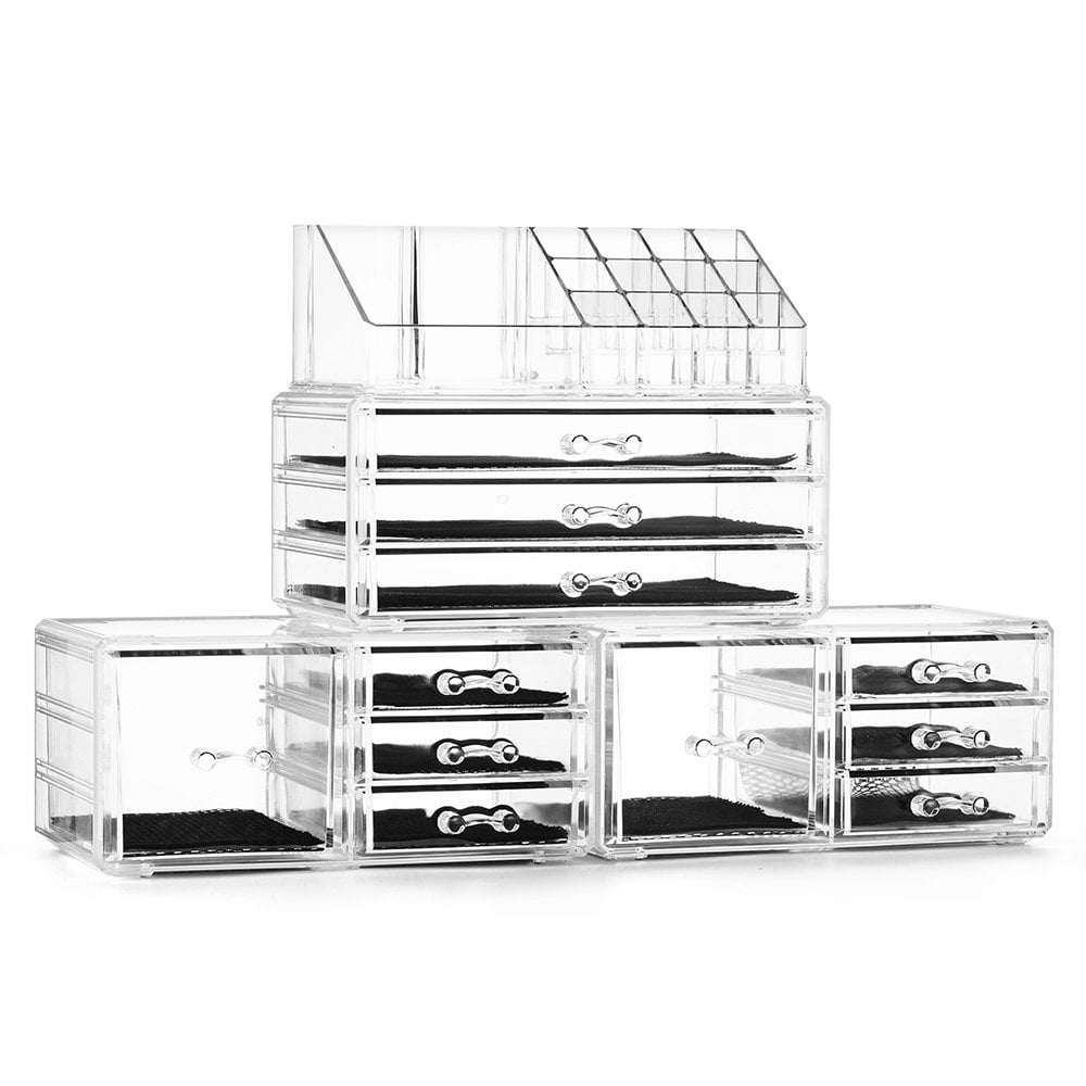 Felicite Home Acrylic Jewellery and Cosmetic Storage Boxes Makeup Organiser Set, 4 Piece