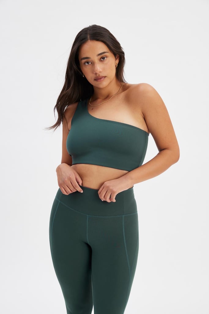 A One Shoulder Bra: Girlfriend Collective Bianca One Shoulder Bra