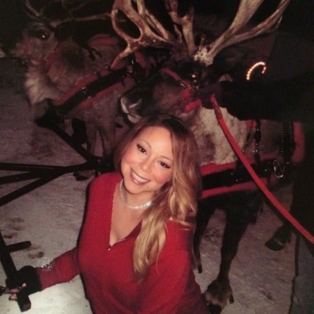 In 2014, Mariah Carey posed with real reindeer.