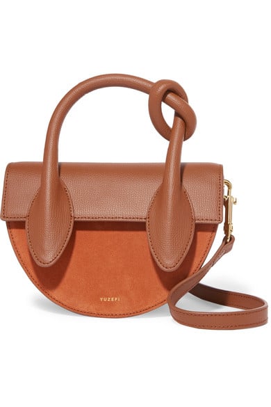 Yuzefi Dolores Suede and Textured Leather Shoulder Bag