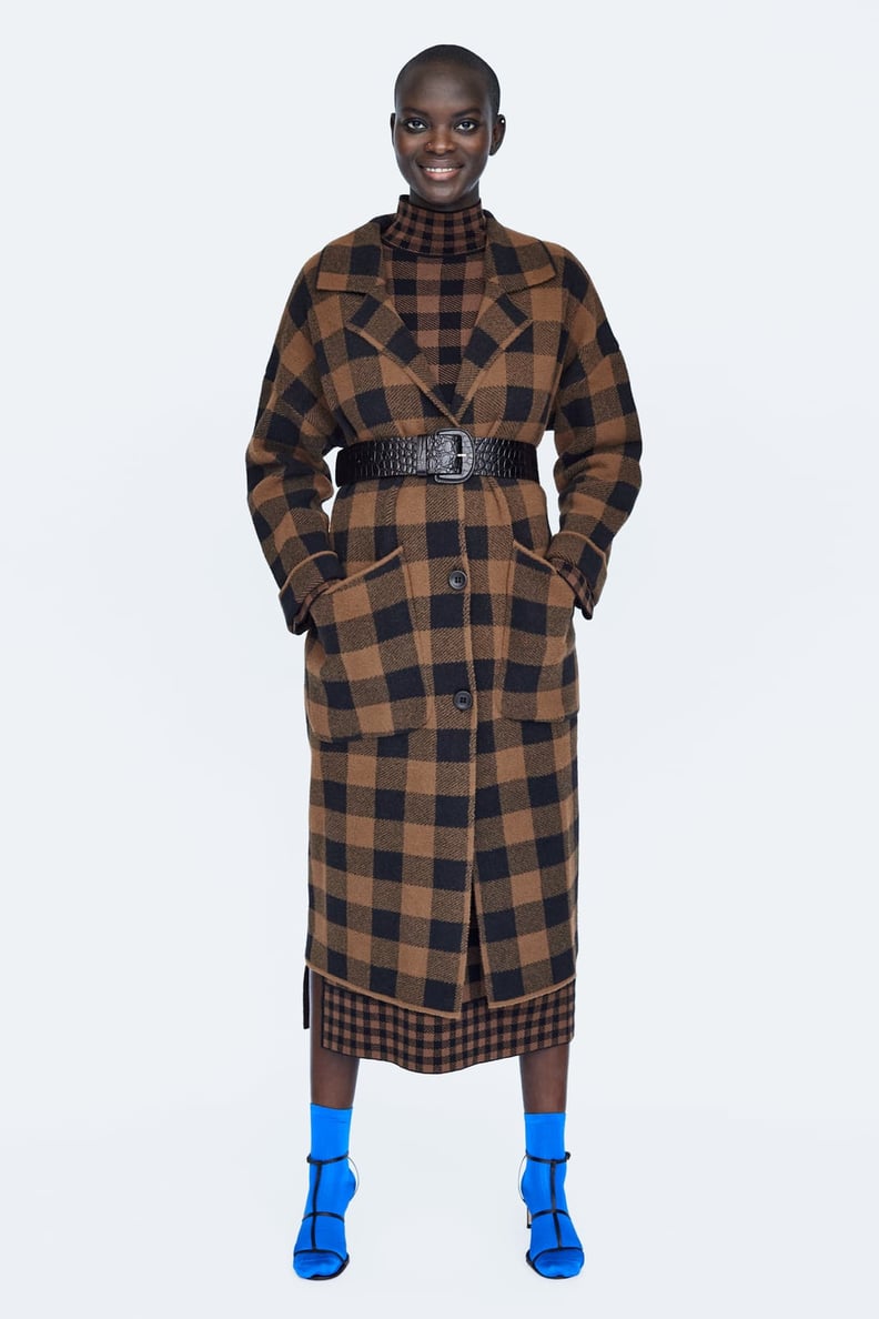 Zara Plaid Knit Coat
