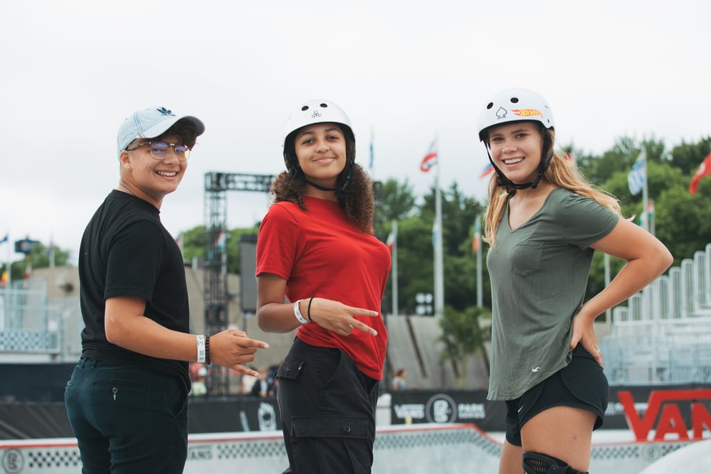 From left to right, skateboarders Alana Smith, Spencer Breaux, and Grace Marhoefer.