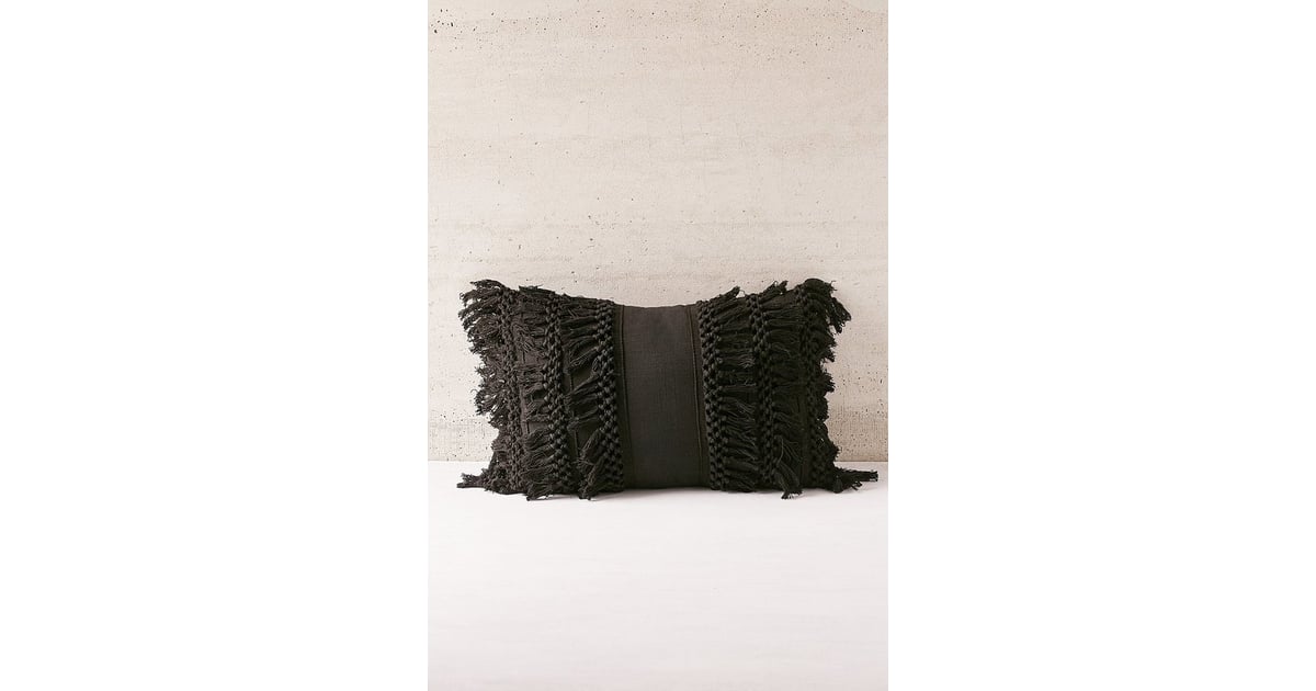 Urban Outfitters Venice Net Tassel Bolster Pillow Black Home Decor