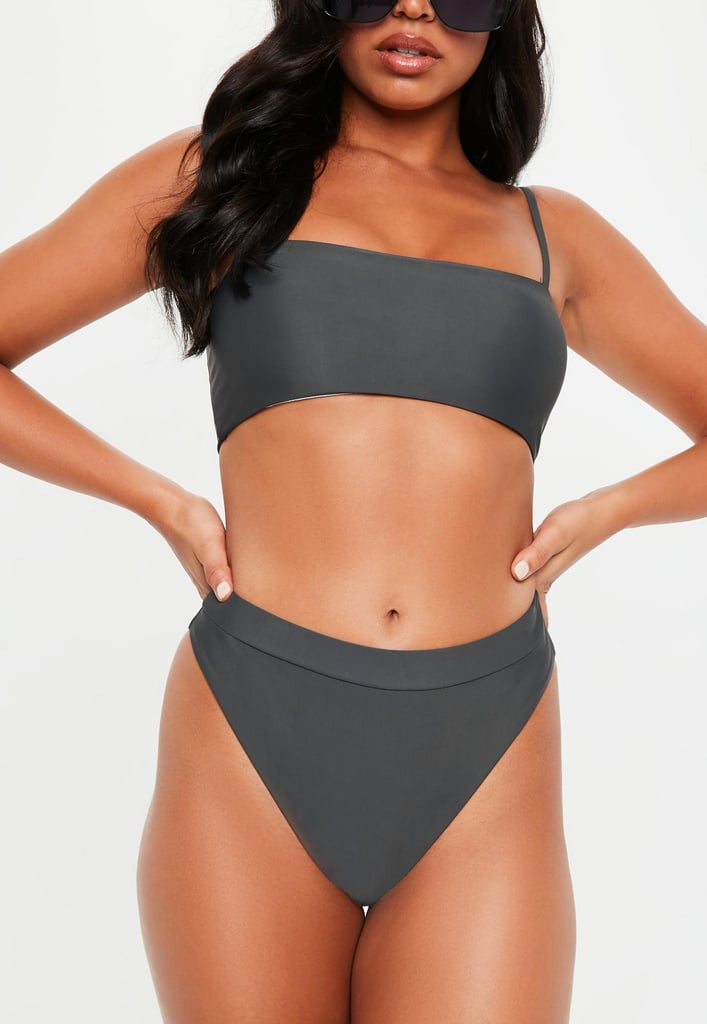 gray high waisted bikini bottoms