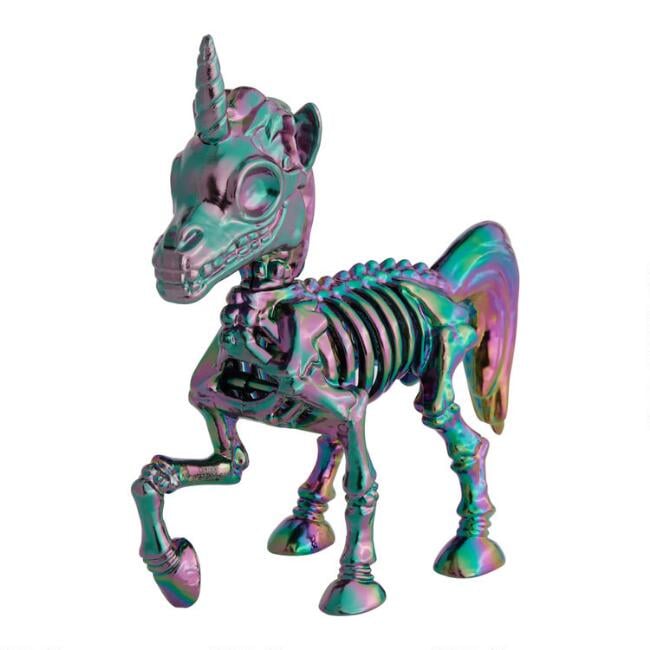 Iridescent Oil Slick Unicorn Skeleton