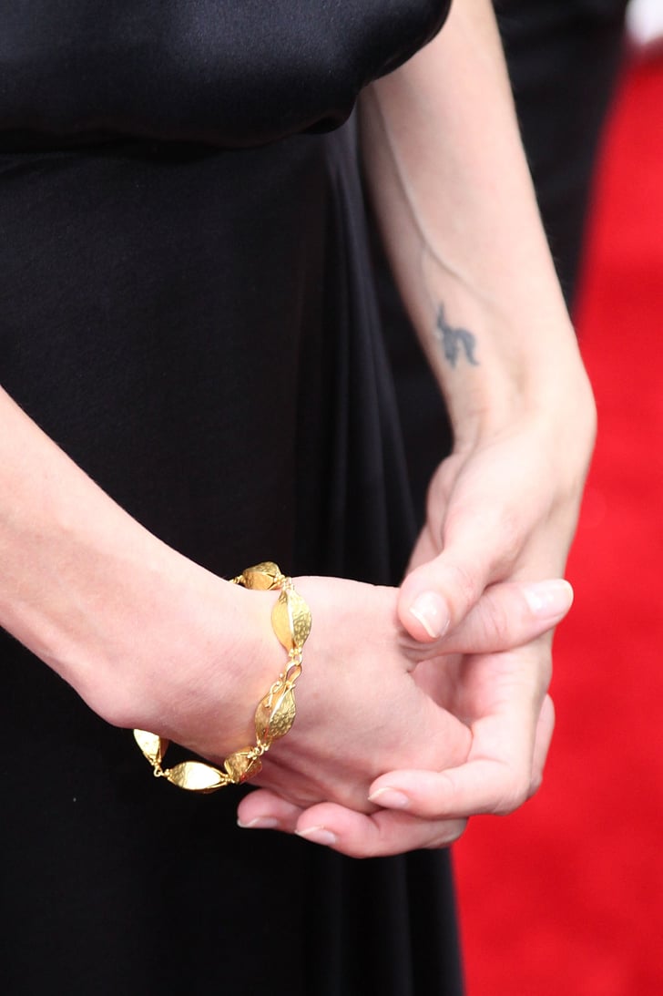 H on Her Left Wrist Angelina Jolie's Tattoos POPSUGAR