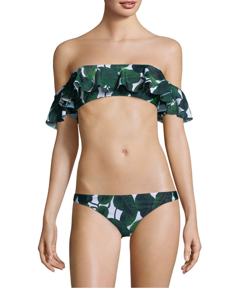 Women's Ruffle Jungle Floral Print Bikini Bottom