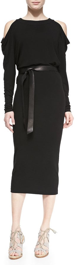 Donna Karan Long-Sleeve Cold-Shoulder Dress
