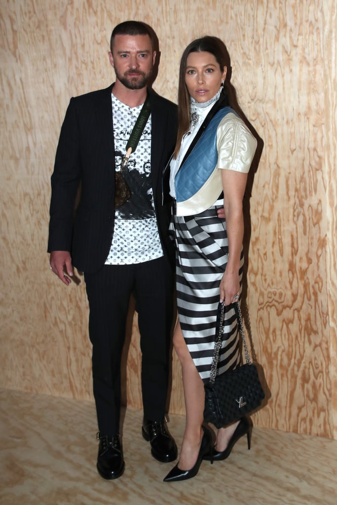 Justin Timberlake and Jessica Biel at the Louis Vuitton Paris Fashion Week Show