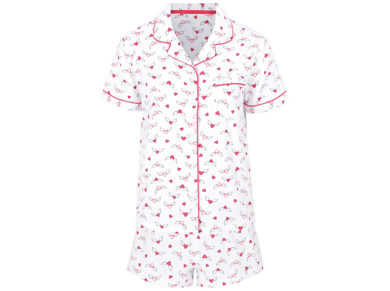 George Flannel Heart Print Pyjama Shorts Set