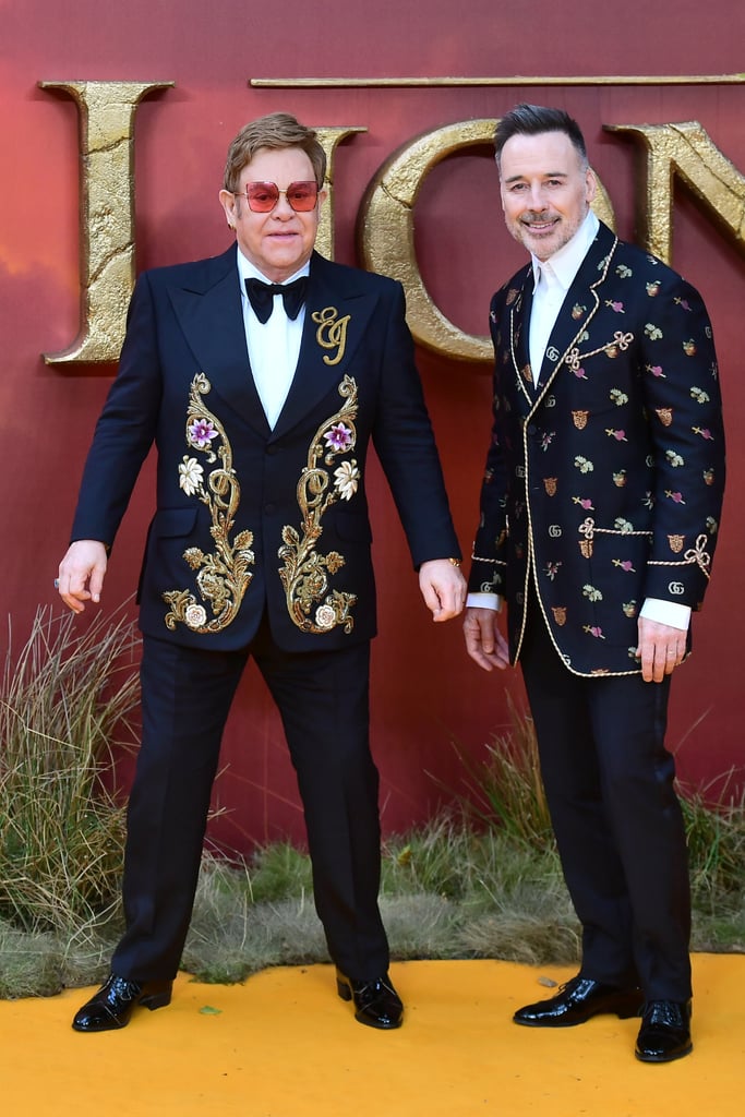 Pictured: Elton John and David Furnish at The Lion King premiere in London.