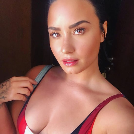Demi Lovato's Colorful Solid & Striped One-Piece Swimsuit