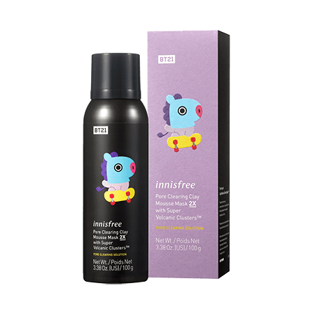 Innisfree BT21 Limited Pore Clearing Clay Mousse Mask 2X with Super Volcanic Clusters in Mang