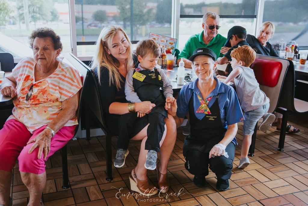 Lawson posing with his favorite waitress.