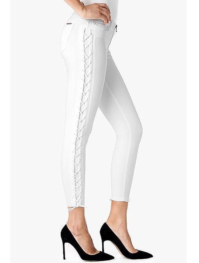 Hudson 'Raven' Lace Up Crop Super Skinny Jean ($148)