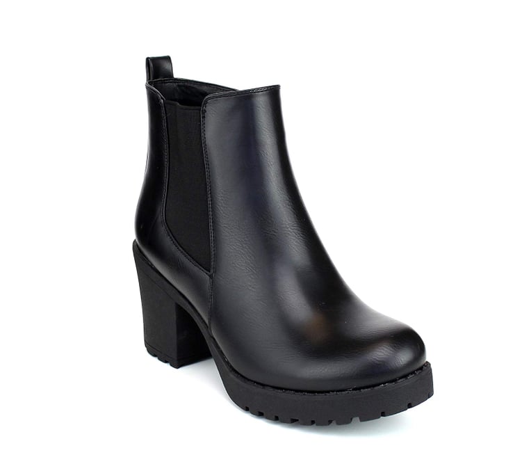 slip on chunky heel ankle booties