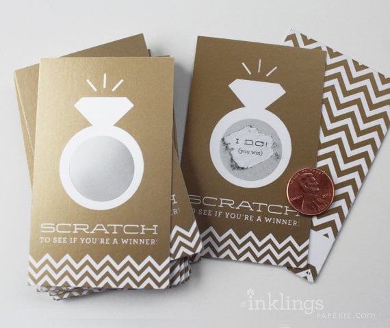 Gold Metallic Bridal Shower Scratch-Off Game Cards
