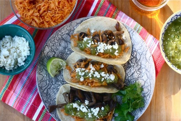 Mushroom Tacos With Roasted Tomatillo Salsa