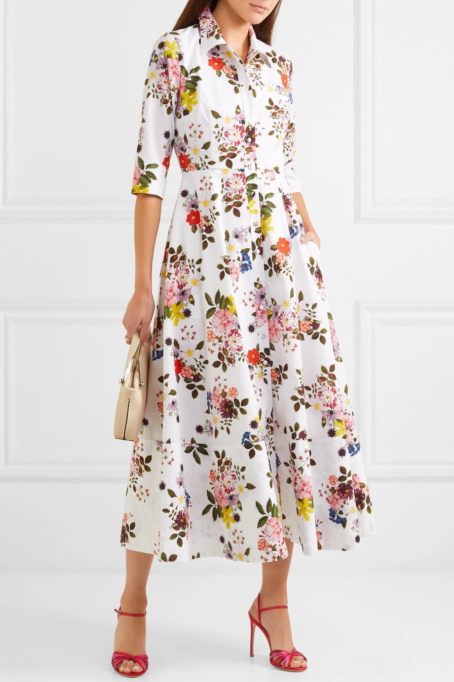 Selena Gomez Floral Shirt Dress September 2018 POPSUGAR Fashion