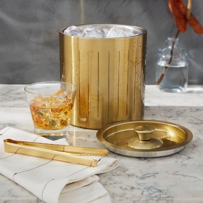 A Golden Bar Cart: Project 62 Stainless Steel Ice Bucket With Tongs Gold