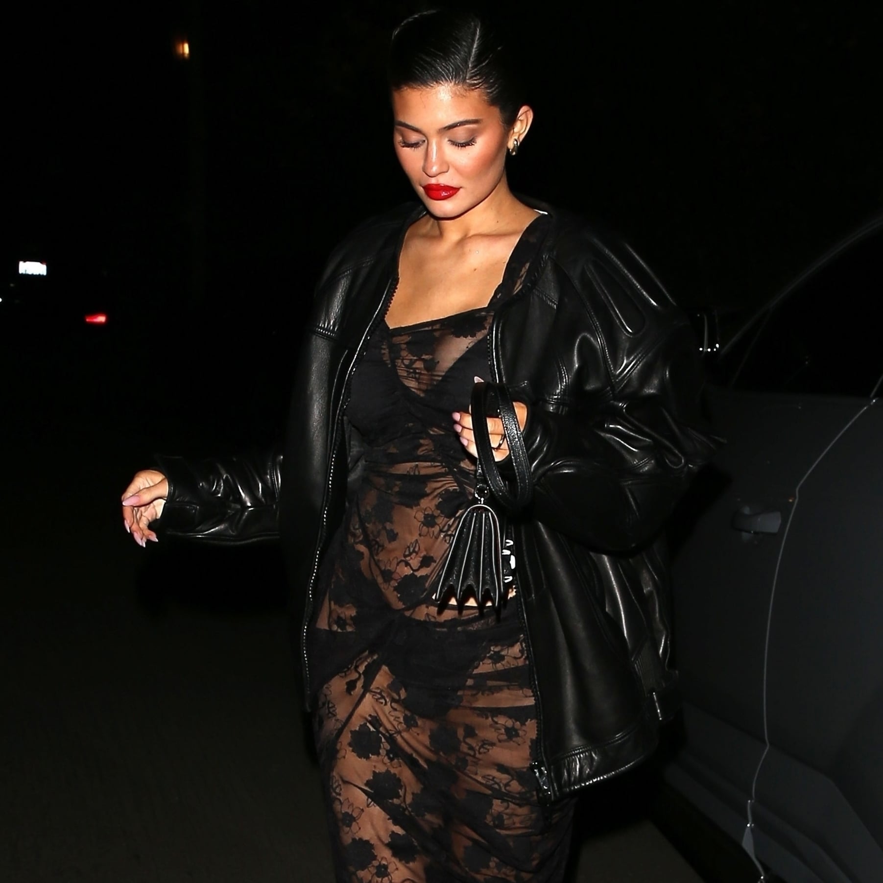 Kylie Jenner Shows Her Underwear in a Sheer Black Lace Dress | POPSUGAR  Fashion