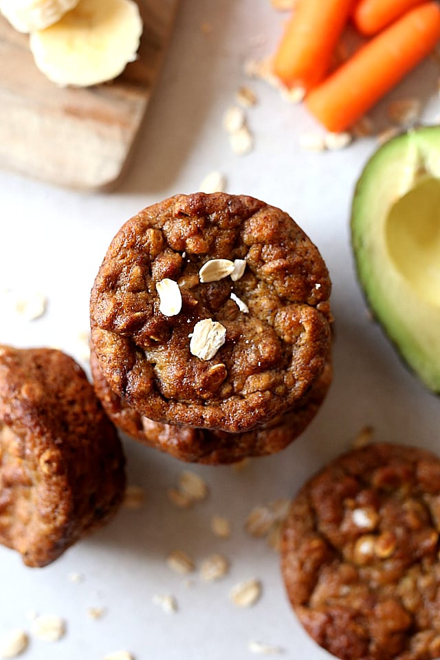 Carrot Avocado Banana Oat Muffins