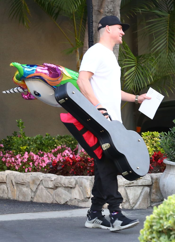 Channing Tatum With Unicorn Balloons on His Birthday 2017