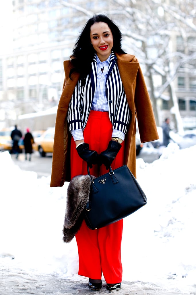 Layer, layer, layer — and pick a signature bright to add a pop to the dreariest of blizzards.