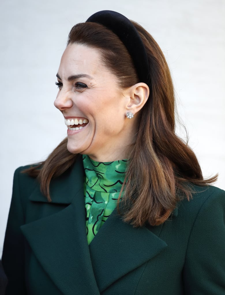 The Duchess of Cambridge a Wears Velvet Headband in Ireland