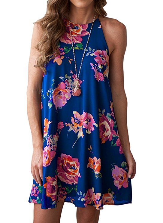 Mitilly Halter Neck Boho Floral Print Dress | Amazon Prime Day Clothes ...