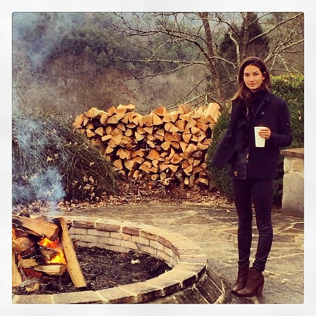 Lily Aldridge stayed warm by the fire at Blackberry Farm in Tennessee.
Source: Instagram user lilyaldridge