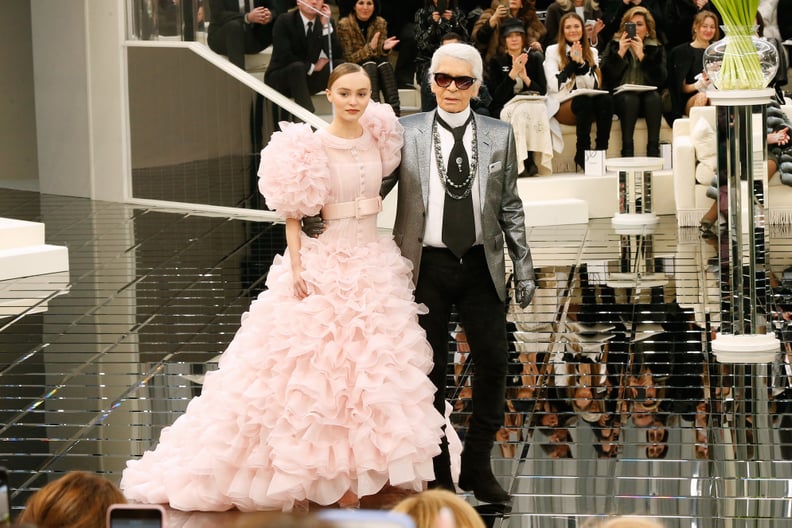 She Had the Honor of Wearing Karl's Bridal Creation — a Powder-Pink Gown