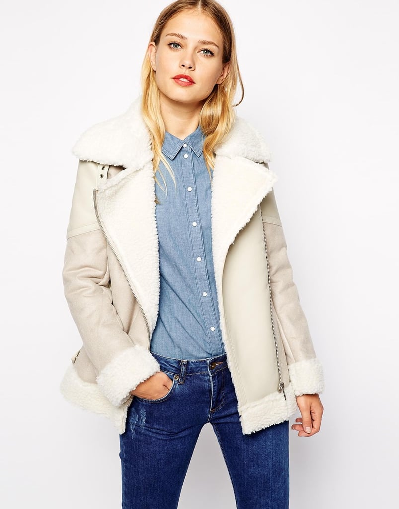 Warehouse Shearling Biker Jacket