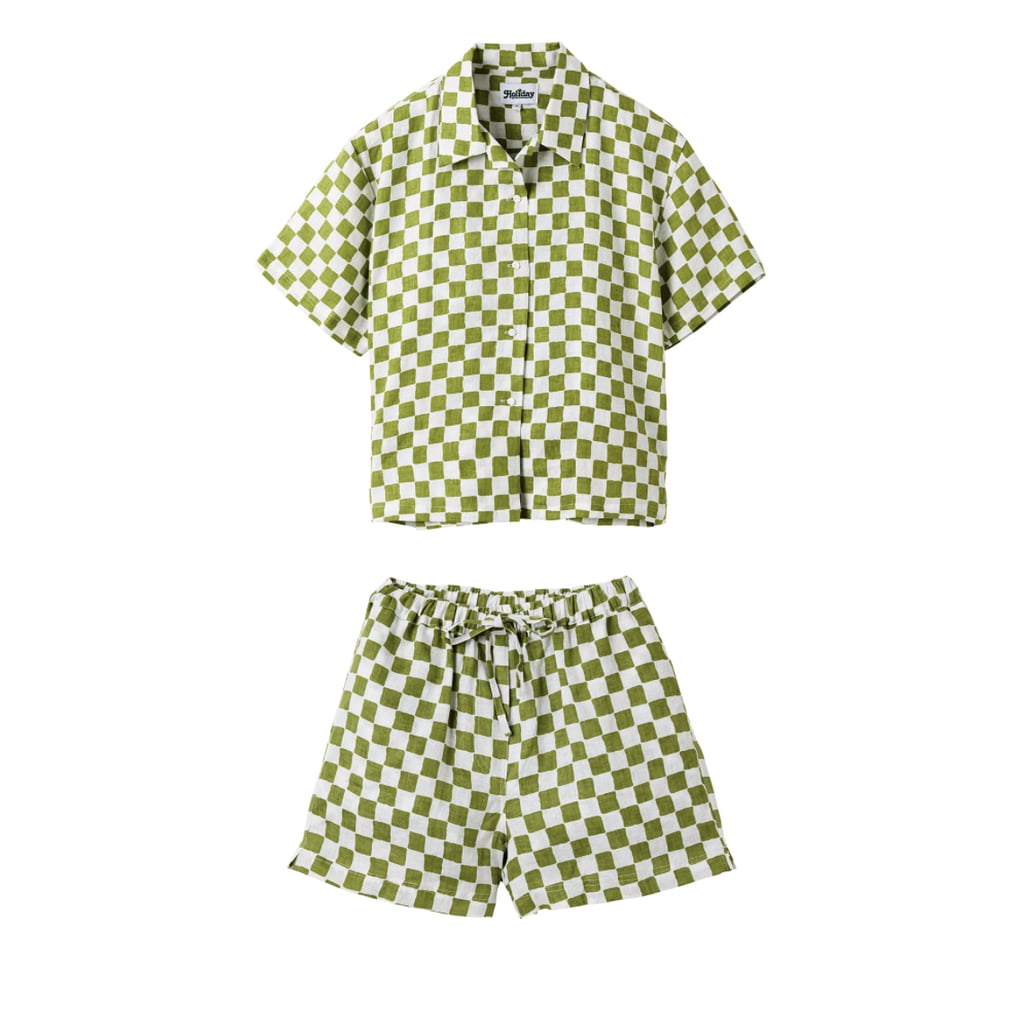 Holiday The Label Pyjama Short Set in Olive Check